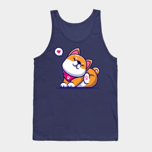 Cute Shiba Inu Dog Scratching Ear Cartoon Tank Top